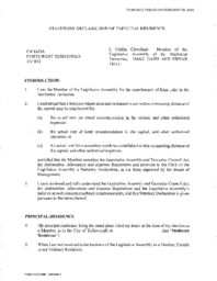 0066-20(1) - Statutory Declarations of Principal Residence – Members of the 20th Northwest Territories Legislative Assembly 