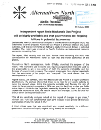 054-15(5) - Alternatives North Media Release and Backgrounder on the Mackenzie Gas Project