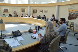 Harjot Sidhu, Manager, Committees, Heather Riviere, Legislative Officer, and Michael Ball, Manager, Journals introducing roles of Clerks and Advisors, and Cabinet functions