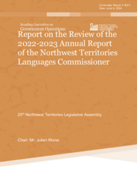 CR 004-20(1) - Report on the Review of the 2022-2023 Annual Report of the Northwest Territories Languages Commissioner