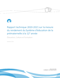 Rapport technique 2020-2021 sur la mesure du rendement du Système d’éducation de la prématernelle à la 12e année