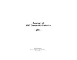 Summary of NWT Community Statistics - 2007