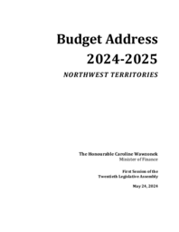 Budget Address 2024-2025 Northwest Territories