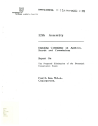 CR 08-12(3) - Standing Committee on Agencies, Boards and Commissions Report on the Proposed Elimination of the Denendeh Conservation Board