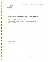 CR 02-89(2) - Standing Committee on Legislation Report on Bills Reviewed for the Fifth Session of the Eleventh Legislative Assembly