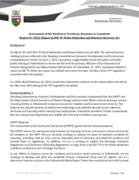 0096-20(1) - Government of the Northwest Territories response to Committee Report 63-19(2) : report on Bill 78 : Waste Reduction and Resource Recovery Act