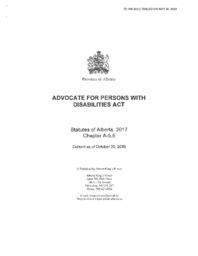 0106-20(1) - Province of Alberta : Advocate for Persons with Disabilities Act