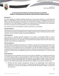 0110-20(1) - Government of the Northwest Territories response to Committee Report 67-19(2) : report on the review of the 2021-2022 public accounts