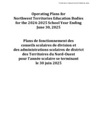 0205-20(1) - Operating plans for Northwest Territories education bodies for the 2024-2025 school year ending June 30, 2025