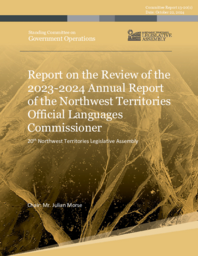 CR 013-20(1) - Report on the Review of the 2023-2024 Annual Report of the Northwest Territories Official Languages Commissioner