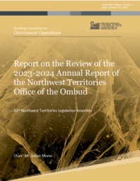 CR 014-20(1) - Report on the Review of the 2023-2024 Annual Report of the Northwest Territories Office of the Ombud