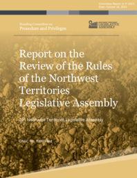 CR 017-20(1) - Report on the Review of the Rules of the Northwest Territories Legislative Assembly