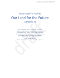 0235-20(1) - Northwest Territories : Our Land for the Future Agreement