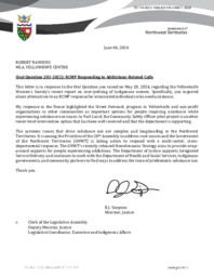 0114-20(1) - Follow-up letter for Question 203-20(1) : RCMP responding to addictions-related calls