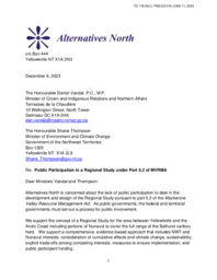 0119-20(1) - Public participation in a regional study under part 5.2 of Mackenzie Valley Resource Management Act. Letter