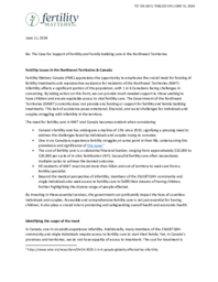 0124-20(1) - The case for support of fertility and family-building care in the Northwest Territories. Letter