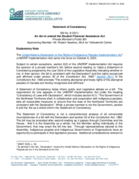 0126-20(1) - Statement of consistency. Private Member's Public Bill, Bill 8-20(1) : An Act to Amend the Student Financial Assistance Act