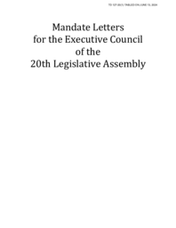 0127-20(1) - Mandate letters for the Executive Council of the 20th Legislative Assembly