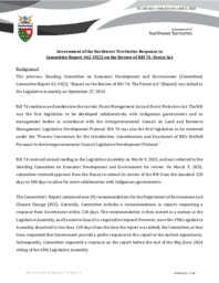 0129-20(1) - Government of the Northwest Territories Response to Committee Report #62-19(2) on the Review of Bill 74: Forest Act