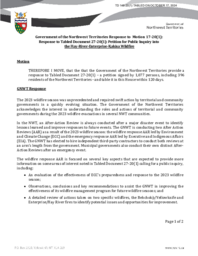 0148-20(1) - Government of the Northwest Territories Response to Motion 17-20(1):  Government of the Northwest Territories Response to Tabled Document 27-20(1):  Petition:  Demand a Public Inquiry into the Hay River–Enterprise–Kakisa Wildfire