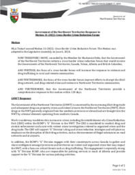 0149-20(1) - Government of the Northwest Territories Response to Motion 31-20(1):  Cross-Border Crime Reduction Forum