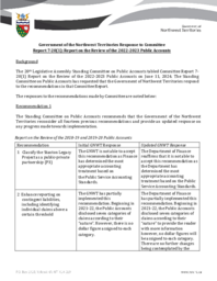 0165-20(1) - Government of the Northwest Territories Response to Committee Report 7-20(1): Report on the Review of the 2022-2023 Public Accounts