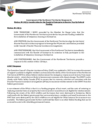 0176-20(1) - Government of the Northwest Territories Response to Motion 38-20(1):  Consideration for the Hamlet of Enterprise to Receive Top-Up Federal Funding