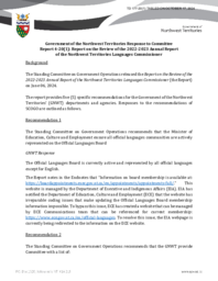 0177-20(1) - Government of the Northwest Territories Response to Committee Report 4-20(1): Report on the Review of the 2022-2023 Annual Report of the Languages Commissioner