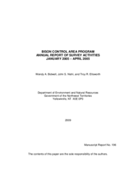 Bison control area program annual report of survey activities January 2005 – April 2005