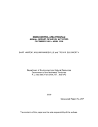 Bison control area program annual report of survey activities December 2005-April 2006