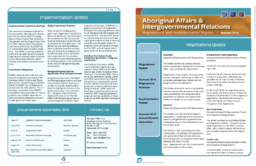 Negotiations and implementation report : Aboriginal Affairs and Intergovernmental Relations