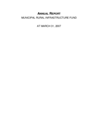  Municipal Rural Infrastructure Fund - Annual Report