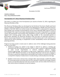 0262-20(1) - Follow-up letter to Oral Question 347-20(1) : physician workforce plan