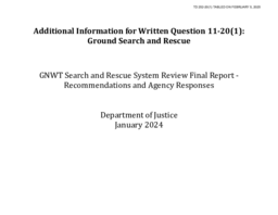 0252-20(1) - Additional information for Written Question 11-20(1) : ground search and rescue