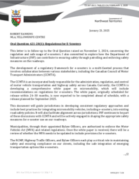 0247-20(1) - Follow-up letter to Oral Question 421-20(1) : regulation of e-scooters