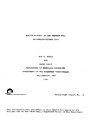 Beaver surveys in the western N.W.T., September-October 1989