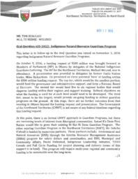 243-18(2) - Follow-up Letter to Oral Question 455-18(2): Indigenous Natural Resource Guardians Program 