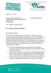 445-18(2) - Letter from NWT Association of Communities to Minister of Municipal and Community Affairs regarding Governance Training and Elections, dated September 19, 2017 