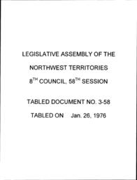 03-58 REPORT OF THE COMMITTEE WHICH CONSIDERED INDEMNITIES AND EXPENSE ALLOWANCES PAID TO MEMBERS OF THE NWT LEGISLATIVE COUNCIL