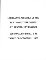 05-33- Sessional paper Report on health conditions in the Northwest Territories