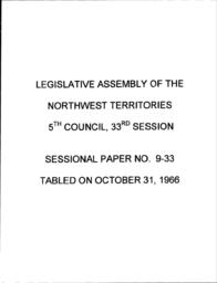 09-33- Sessional paper Report of Board of Inquiry into Labour Standards and Labour Relations in the Northwest Territories