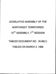 35-86 (1) TUNGAVIK FEDERATION OF NUNAVUT RESPONSE TO CONCERNS RAISED IN THE ASSEMBLY RESPECTING THE INUIT IMPACT AND BENEFIT AGREEMENTS PROVISIONS OF AN AGREEMENT