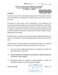 10-12(5) - Report on Negotiated Contracts Awarded by the Department of Transportation in 1992-93 and 1993-94