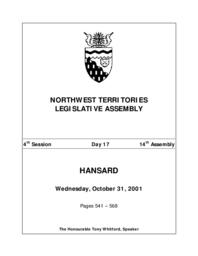 14th Assembly 4th Session Day 17 - Wednesday, October 31, 2001