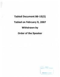 Tabled Documents - 15th Assembly - 5th Session