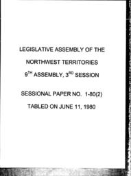 01-80 (2) SESSIONAL PAPER ABORIGINAL RIGHTS AND CONSTITUTIONAL DEVELOPMENT IN THE NWT