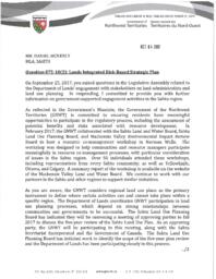 008-18(3) - Follow-up Letter for Oral Question 875-18(2): Lands Integrated Risk Based Strategic Plan 