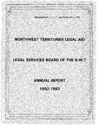 12-12(6) - 1992/1993 Annual Report of the Legal Services Board (Northwest Territories Legal Aid)