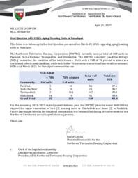 398-19(2) - Follow-up Letter for Oral Question 643-19(2):  Aging Housing Units in Nunakput