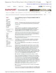 278-17(5) - Article from Rapaport, February 13, 2009: Diamond Mining Impact on People, Wildlife in NWT of Canada 